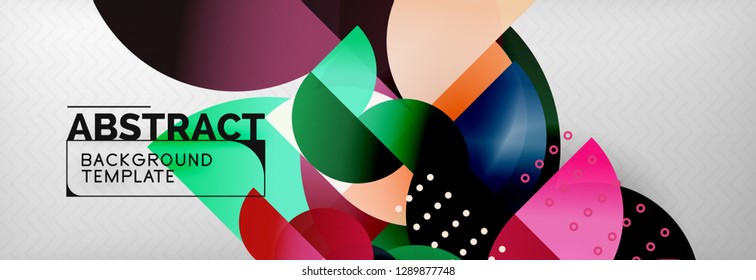 Circle vector abstract geometric background, color round shapes composition on grey, modern techno design