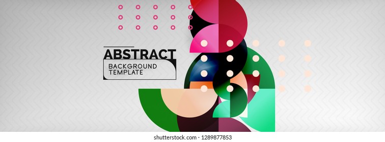 Circle vector abstract geometric background, color round shapes composition on grey, modern techno design