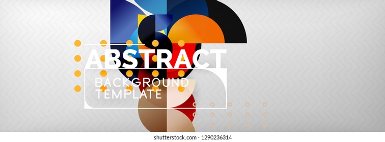 Circle vector abstract geometric background, color round shapes composition on grey, modern techno design