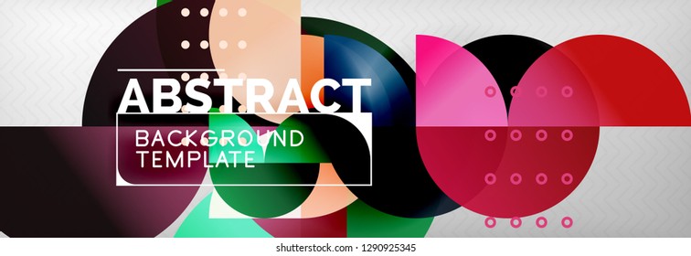 Circle vector abstract geometric background, color round shapes composition on grey, modern techno design