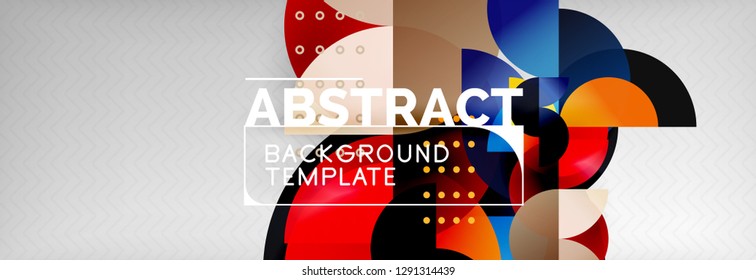Circle vector abstract geometric background, color round shapes composition on grey, modern techno design