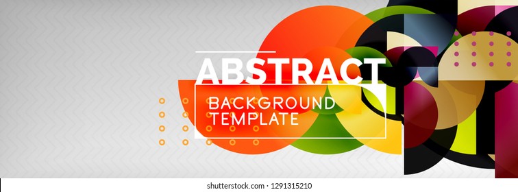 Circle vector abstract geometric background, color round shapes composition on grey, modern techno design