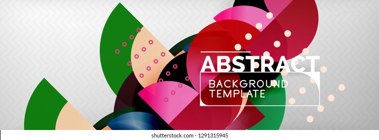 Circle vector abstract geometric background, color round shapes composition on grey, modern techno design