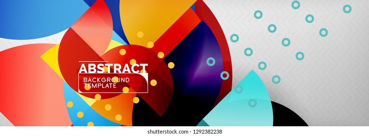 Circle vector abstract geometric background, color round shapes composition on grey, modern techno design