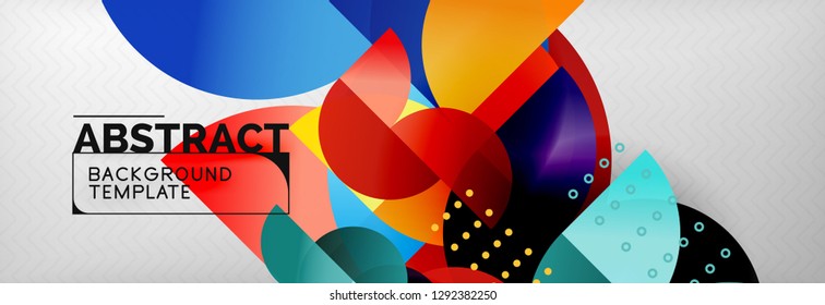 Circle vector abstract geometric background, color round shapes composition on grey, modern techno design