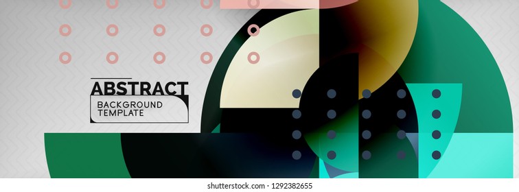 Circle vector abstract geometric background, color round shapes composition on grey, modern techno design