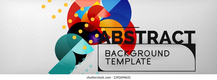 Circle vector abstract geometric background, color round shapes composition on grey, modern techno design