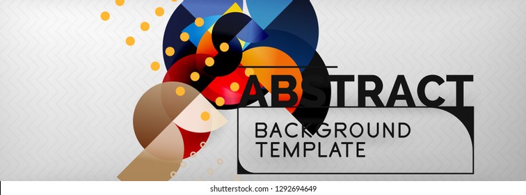 Circle vector abstract geometric background, color round shapes composition on grey, modern techno design