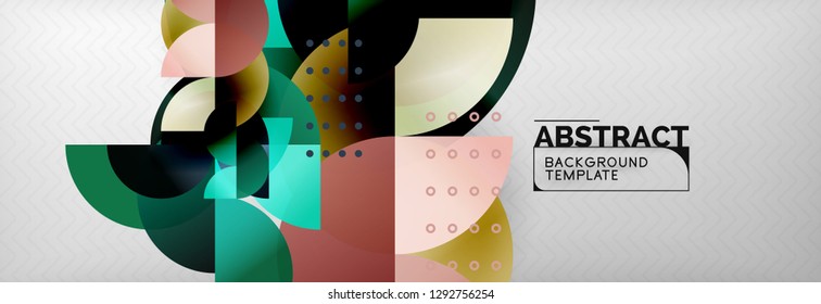 Circle vector abstract geometric background, color round shapes composition on grey, modern techno design