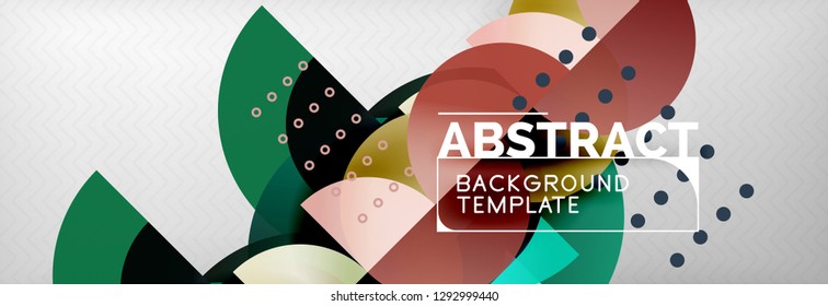 Circle vector abstract geometric background, color round shapes composition on grey, modern techno design