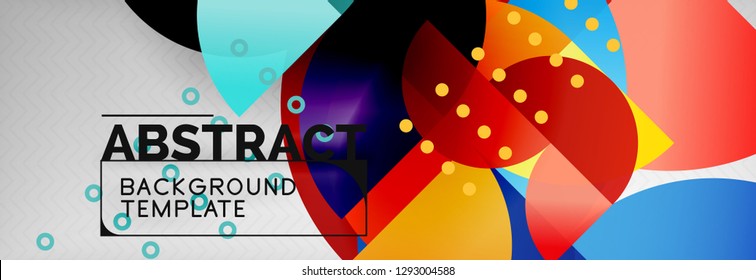 Circle vector abstract geometric background, color round shapes composition on grey, modern techno design