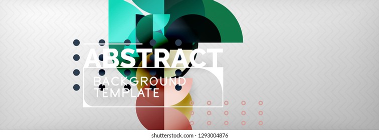 Circle vector abstract geometric background, color round shapes composition on grey, modern techno design