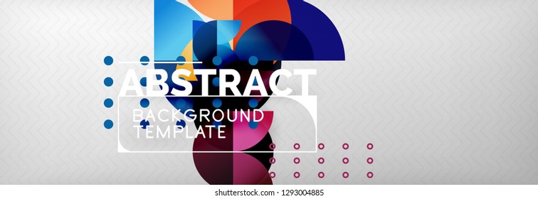 Circle vector abstract geometric background, color round shapes composition on grey, modern techno design