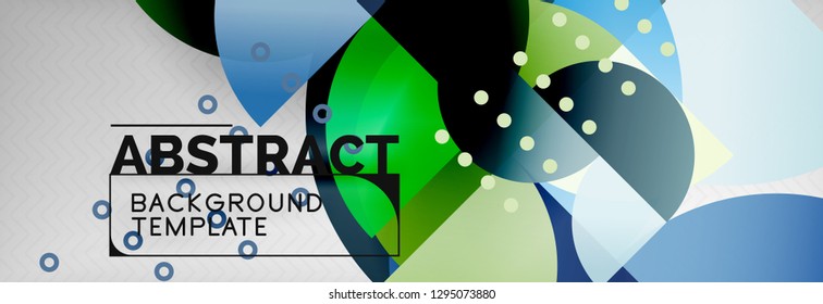 Circle vector abstract geometric background, color round shapes composition on grey, modern techno design