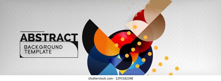 Circle vector abstract geometric background, color round shapes composition on grey, modern techno design