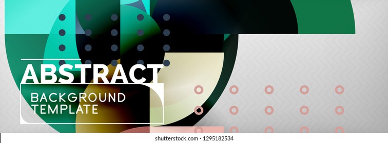 Circle vector abstract geometric background, color round shapes composition on grey, modern techno design