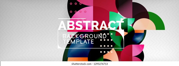 Circle vector abstract geometric background, color round shapes composition on grey, modern techno design