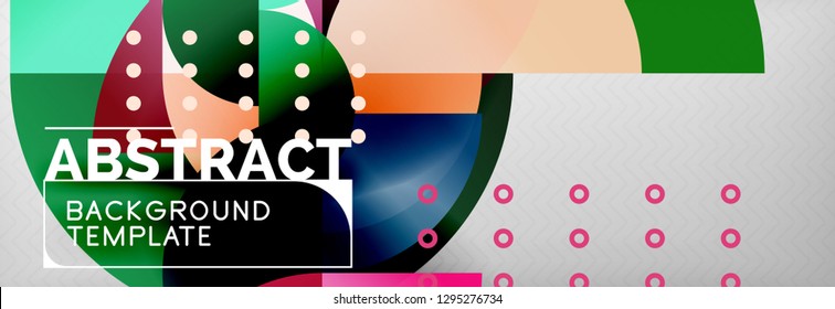 Circle vector abstract geometric background, color round shapes composition on grey, modern techno design