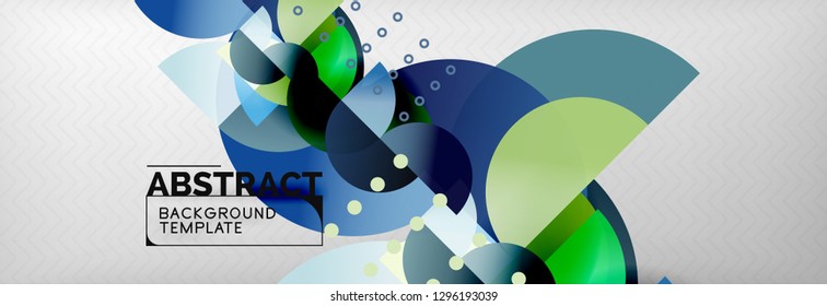 Fondo geométrico abstracto del vector del círculo, composición de formas redondeadas de color en diseño técnico moderno y gris