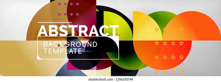 Circle vector abstract geometric background, color round shapes composition on grey, modern techno design