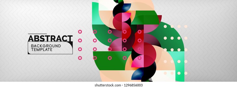 Circle vector abstract geometric background, color round shapes composition on grey, modern techno design