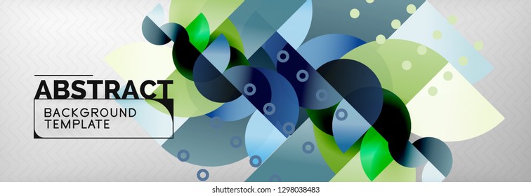 Circle vector abstract geometric background, color round shapes composition on grey, modern techno design