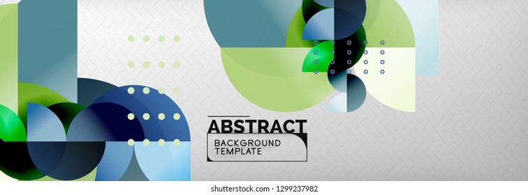 Fondo geométrico abstracto del vector del círculo, composición de formas redondeadas de color en diseño técnico moderno y gris