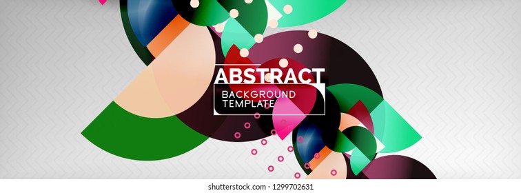 Circle vector abstract geometric background, color round shapes composition on grey, modern techno design