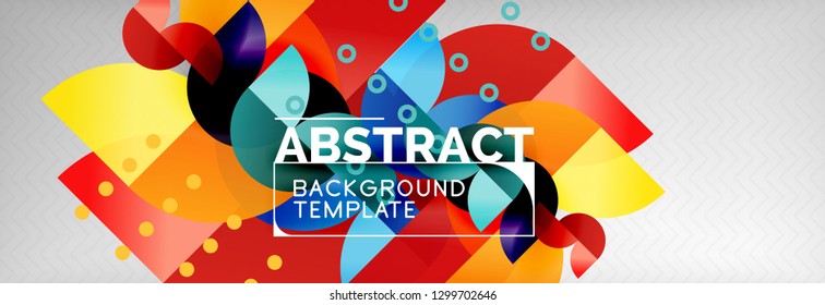 Circle vector abstract geometric background, color round shapes composition on grey, modern techno design