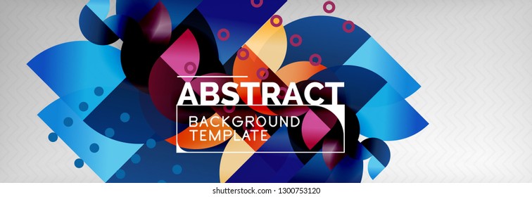 Circle vector abstract geometric background, color round shapes composition on grey, modern techno design