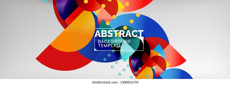 Circle vector abstract geometric background, color round shapes composition on grey, modern techno design