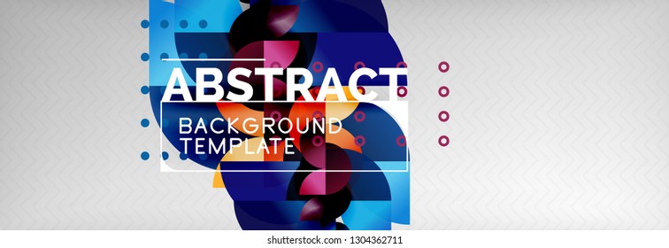 Circle vector abstract geometric background, color round shapes composition on grey, modern techno design