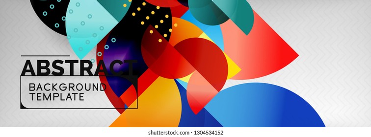 Circle vector abstract geometric background, color round shapes composition on grey, modern techno design