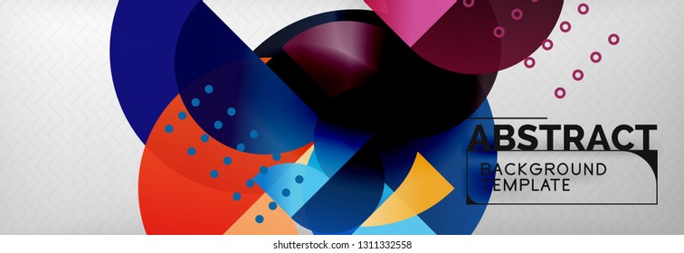Circle vector abstract geometric background, color round shapes composition on grey, modern techno design