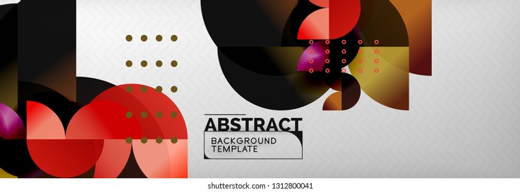 Circle vector abstract geometric background, color round shapes composition on grey, modern techno design