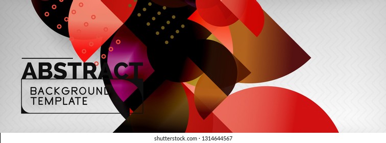 Circle vector abstract geometric background, color round shapes composition on grey, modern techno design