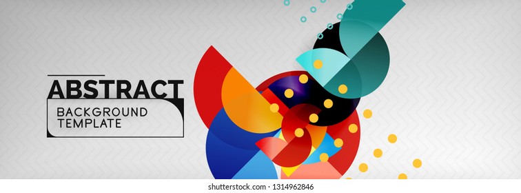 Fondo geométrico abstracto del vector del círculo, composición de formas redondeadas de color en diseño técnico moderno y gris