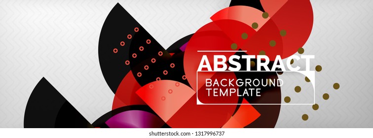 Circle vector abstract geometric background, color round shapes composition on grey, modern techno design
