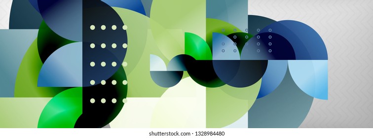 Circle vector abstract geometric background, color round shapes composition on grey, modern techno design
