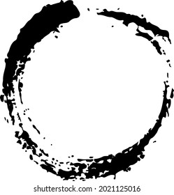 Vector de círculo Abstracto redondo Pincel de forma redondeada Textura dibujada en negro Esbozo de color Sencillo patrón aislado en forma de garganta de fondo blanco