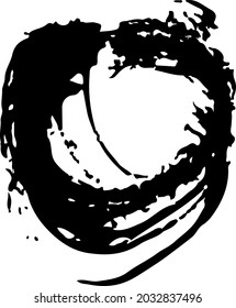 Vector de círculo Abstracto redondo Pincel de forma redondeada Textura dibujada en negro Esbozo de color Sencillo patrón aislado en forma de garganta de fondo blanco