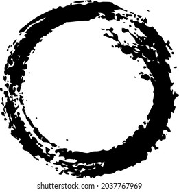 Vector de círculo Abstracto redondo Pincel de forma redondeada Textura dibujada en negro Esbozo de color Sencillo patrón aislado en forma de garganta de fondo blanco