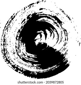 Vector de círculo Abstracto redondo Pincel de forma redondeada Textura dibujada en negro Esbozo de color Sencillo patrón aislado en forma de garganta de fondo blanco