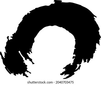 Vector de círculo Abstracto redondo Pincel de forma redondeada Textura dibujada en negro Esbozo de color Sencillo patrón aislado en forma de garganta de fondo blanco