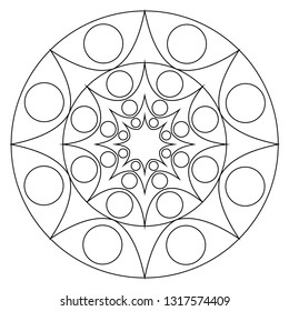 Circle vector black and white mandala isolated on white background