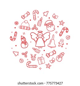 Circle Vector Christmas and New Year Pattern