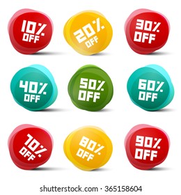 Circle Vector Discount Tags Set Isolated on White Background