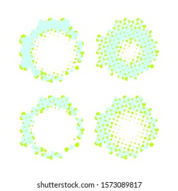Circle vector dotted burst halftone banners. Label and logo with space for text illustration. Abstract halftone circle background with copy space, vector illustration.
