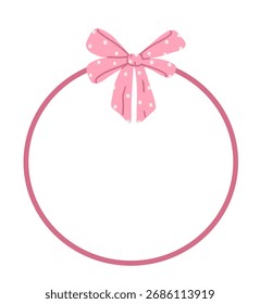 Moldura do vetor do círculo com arco de coquete rosa 