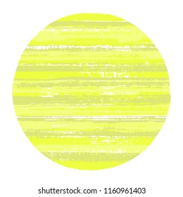 Circle vector geometric shape with striped texture of watercolor horizontal lines. Disk banner with old paint texture. Emblem round shape circle logo element with grunge background of stripes.